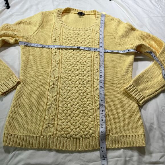 Talbots Butter Yellow Cable Knit Pullover Sweater Sz M Preppy Soft - Picture 8 of 8